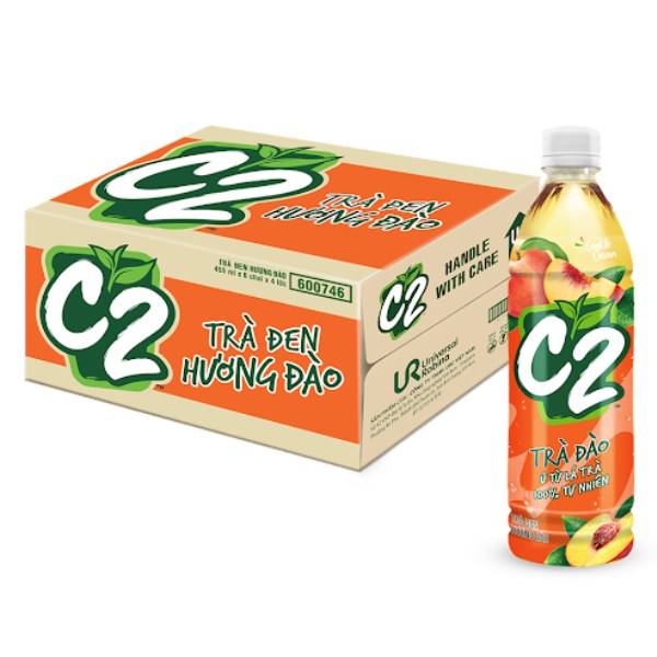 Trà Đen C2 Hương Đào Thùng 24 Chai 455Ml