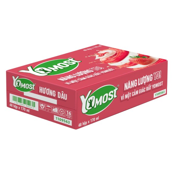Sữa Chua Uống Tiệt Trùng Yomost Dâu Thùng 48 Hộp 170Ml