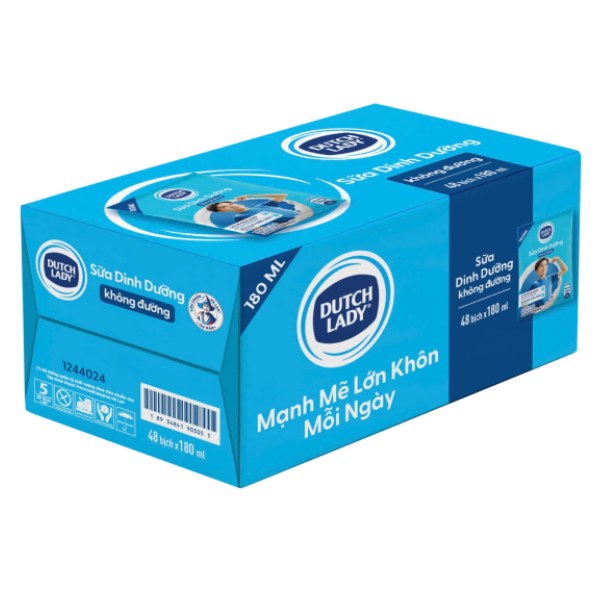 Sữa Tiệt Trùng Dutch Lady Không Đường Thùng 48 Bịch 180Ml