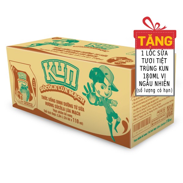 Sữa Kun Socola Lúa Mạch Thùng 24 Túi 110Ml