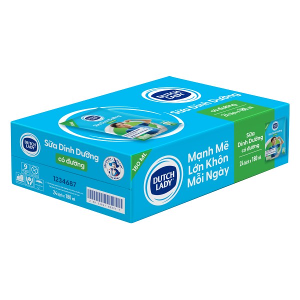 Sữa Dinh Dưỡng Dutch Lady Có Đường Thùng 24 Bịch 180Ml