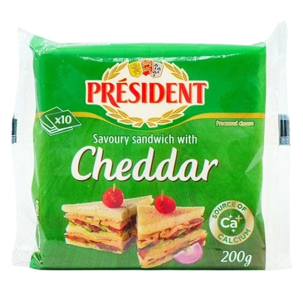 Phô Mai Lát Cheddar President Sandwich 200G