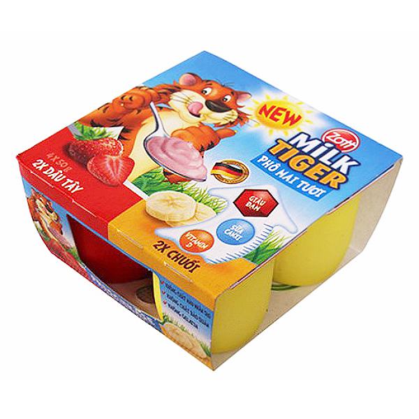 Lốc 4 Phô Mai Tươi Zott Hương Dâu Và Chuối Hộp 50G
