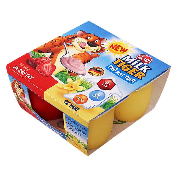 Lốc 4 Phô Mai Tươi Zott Hương Dâu Và Vani Hộp 50G