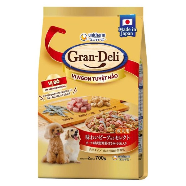 Thức Ăn Cho Chó Trưởng Thành Grandeli Loại Hạt Vị Bò Túi 700G