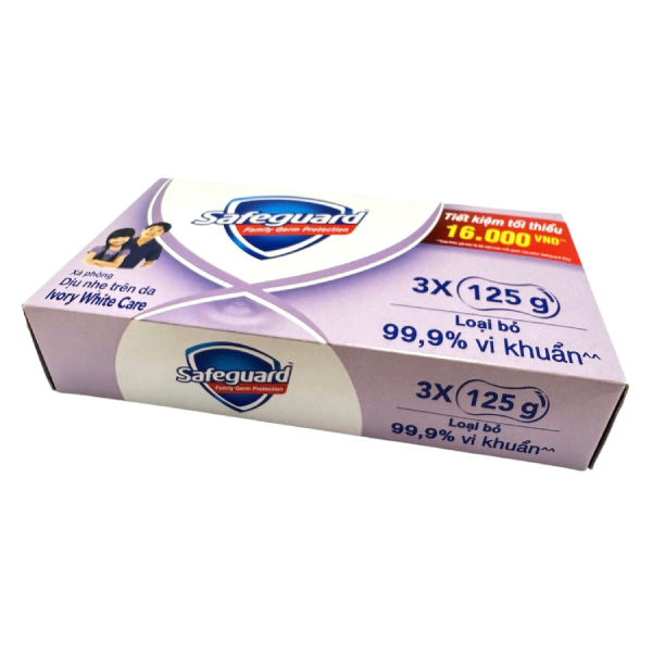 Lô 3 Xà Bông Cục Safeguard Chăm Sóc Dịu Nhẹ 125G