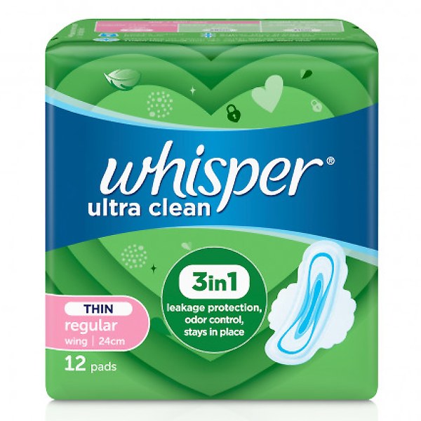 Băng Vệ Sinh Whisper Ultra Clean Siêu Mỏng Cánh Ngày Thường 12 Miếng