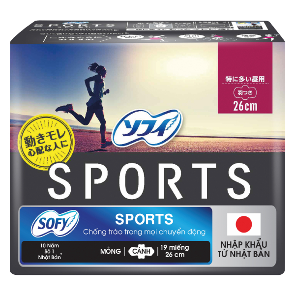 Băng Vệ Sinh Sofy Sports Cánh 19 Miếng 26Cm