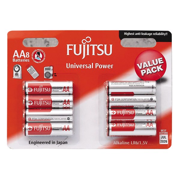 Vỉ 8 Pin AA Fujitsu Alkaline