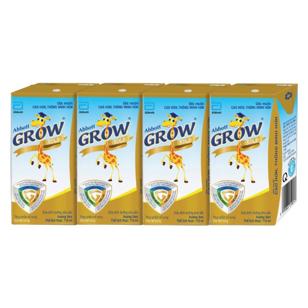 Lốc 4 Sữa Bột Pha Sẵn Abbott Grow Gold Vani 110Ml