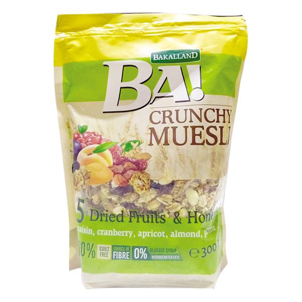 Ngũ Cốc Bakalland Muesli 5 Loại Trái Cây Sấy Và Mật Ong Gói 300G
