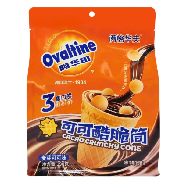 Bánh Ốc Quế Ovaltine Socola Mạch Nha Gói 190G