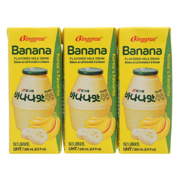 Lốc 6 Sữa Tiệt Trùng Binggrae Hương Chuối 200Ml