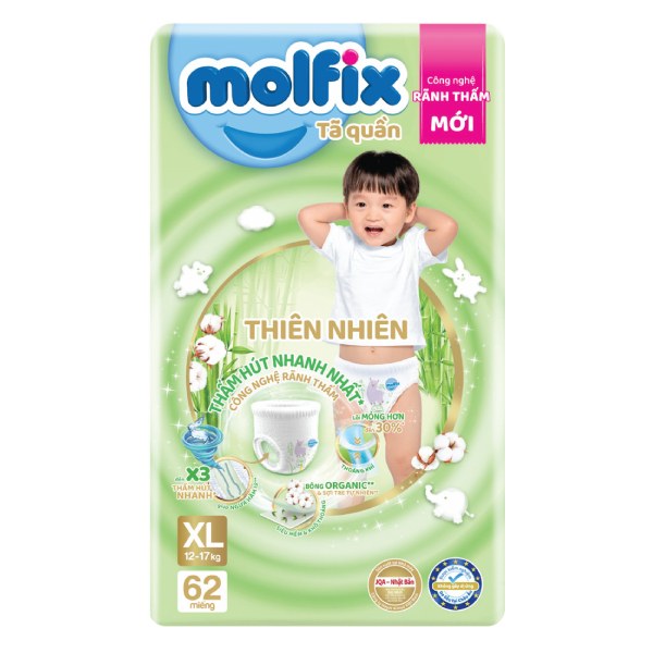 Tã Quần Molfix Thiên Nhiên Bông Organic XL62