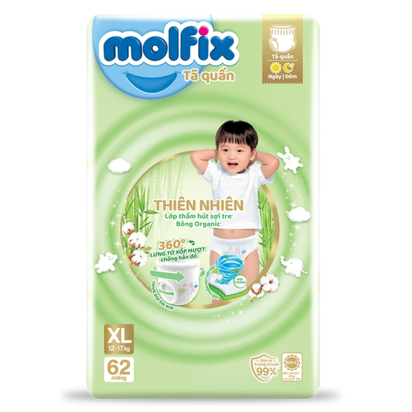 Tã Quần Molfix Thiên Nhiên Bông Organic XL62