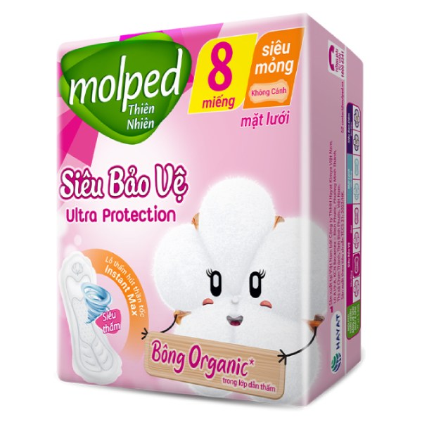 Băng Vệ Sinh Molped Mặt Lưới Siêu Mỏng Không Cánh 8 Miếng