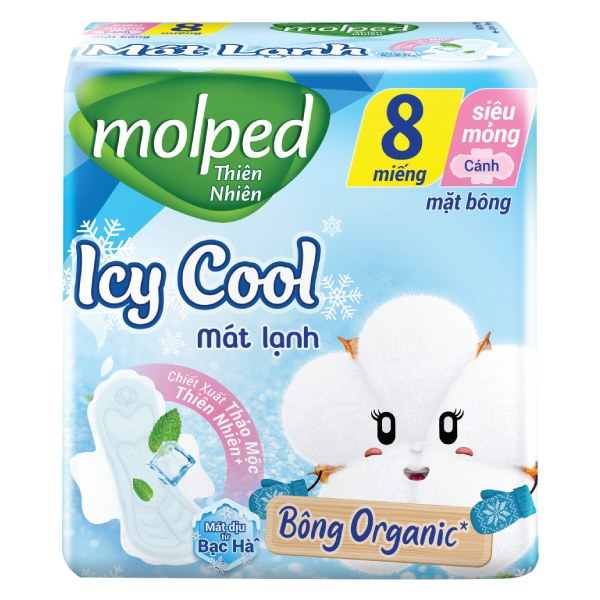 Băng Vệ Sinh Molped Bông Organic Mát Lạnh Cánh 8 Miếng