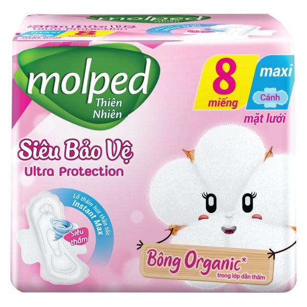 Băng Vệ Sinh Molped Mặt Lưới Maxi Cánh 8 Miếng