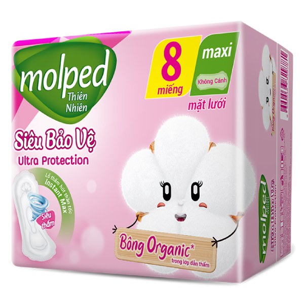 Băng Vệ Sinh Molped Mặt Lưới Maxi Không Cánh 8 Miếng