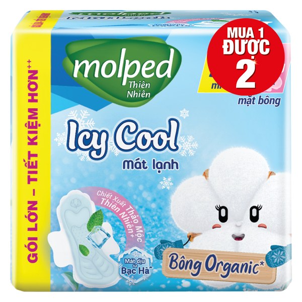 Băng Vệ Sinh Molped Bông Organic Mát Lạnh Siêu Mỏng Cánh 20 Miếng