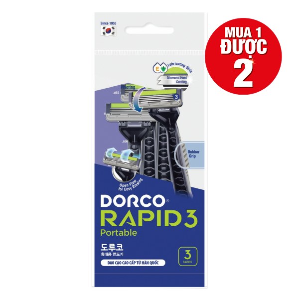 Dao Cạo Dorco Rapid 3 Túi 3 Cái