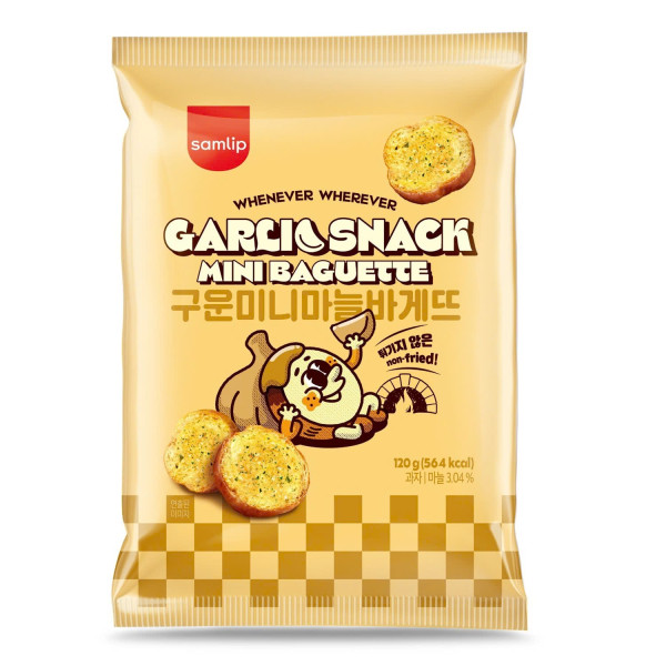 Snack Bánh Mì Sấy Samlip Vị Bơ Tỏi Gói 120G