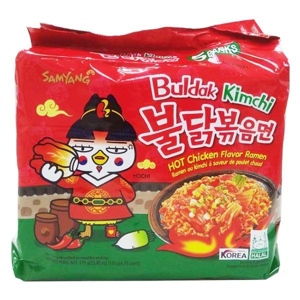 Lốc 5 Mì Khô Gà Cay Samyang Vị Kimchi Gói 135G