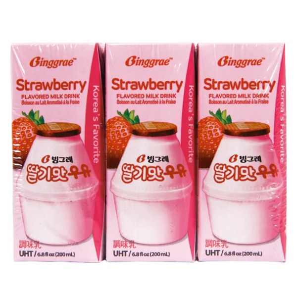 Lốc 6 Sữa Tiệt Trùng Binggrae Hương Dâu 200Ml