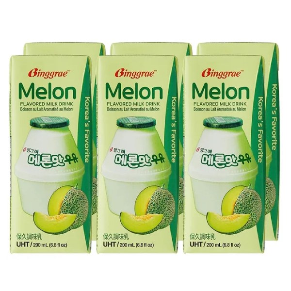 Lốc 6 Sữa Tiệt Trùng Binggrae Hương Dưa Lưới 200Ml