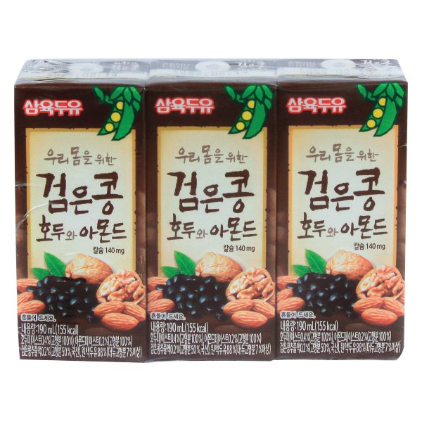Lốc 3 Sữa Đậu Đen Óc Chó Hạnh Nhân Sahmyook Hộp 190Ml