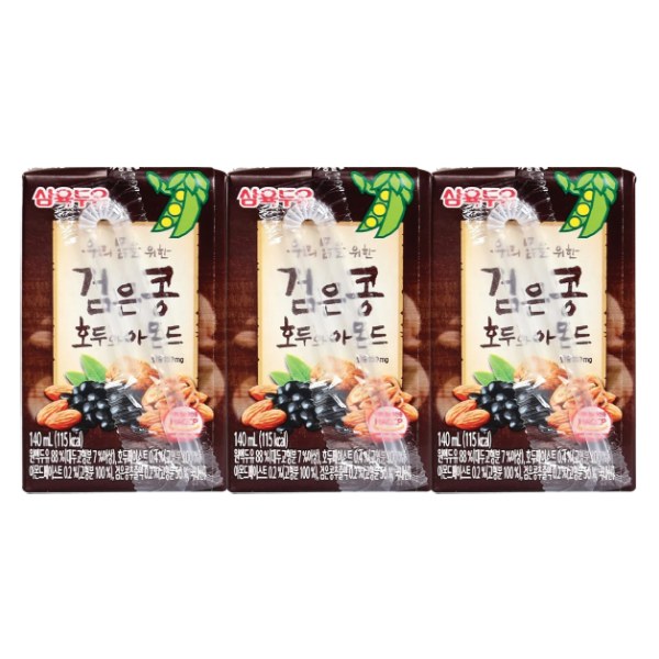 Lốc 3 Sữa Đậu Đen Óc Chó Hạnh Nhân Sahmyook 140Ml