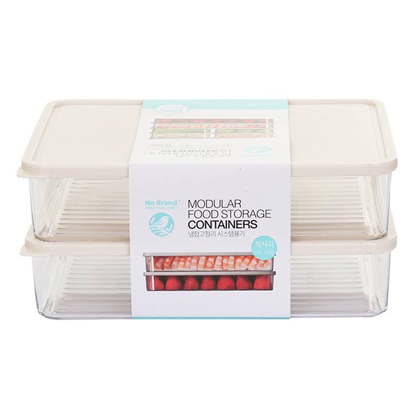 Lô 2 Hộp Thực Phẩm No Brand Modular 1.9L