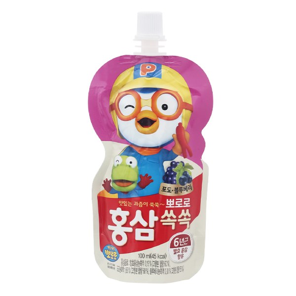 Nước Trái Cây Pororo Hồng Sâm Nho Và Việt Quất Túi 100Ml