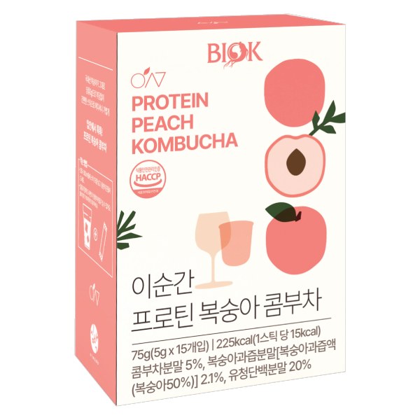 Trà Kombucha Protein Biok Đào Hộp 15 Gói*5G