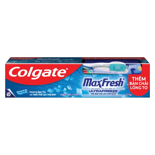 Bộ Đôi Bàn Chải Đánh Răng Và Kem Đánh Răng Colgate Maxfresh Bạc Hà 225G