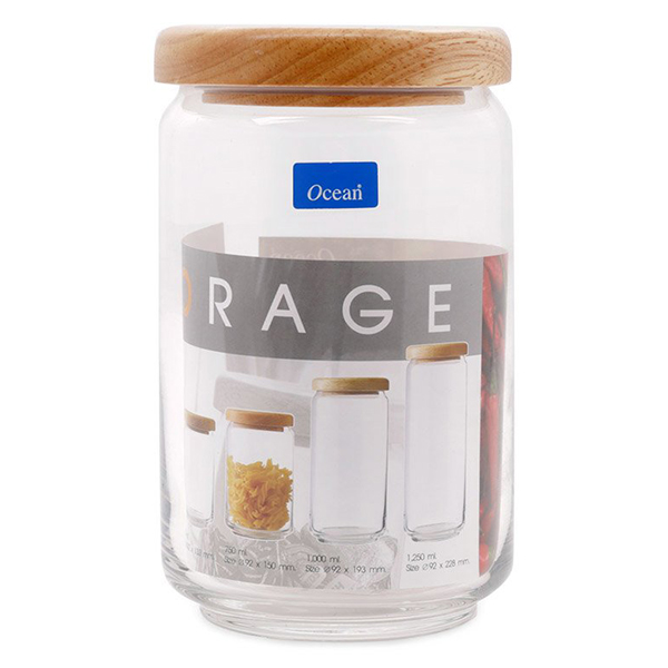Hũ Thủy Tinh Ocean Nắp Gỗ 750Ml