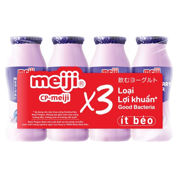 Lốc 4 Sữa Chua Uống Men Sống Meiji Việt Quất 85Ml