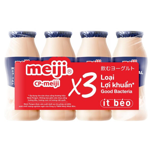 Lốc 4 Sữa Chua Uống Men Sống Meiji Nguyên Chất  85Ml