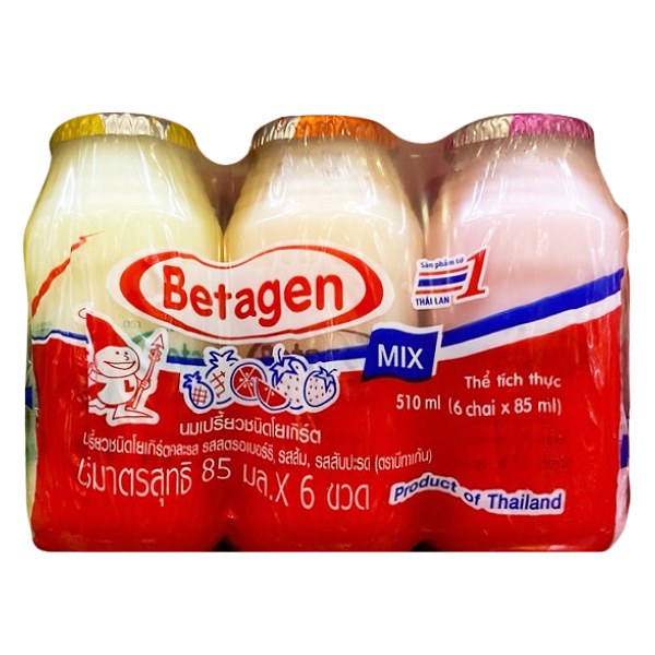 Lốc 6 Sữa Chua Uống Men Sống Betagen Hỗn Hợp 85Ml