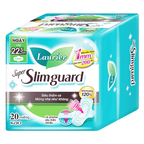 Băng Vệ Sinh Laurier Super Slimguard Siêu Mỏng 1Mm Gói 20 Miếng 22.5Cm
