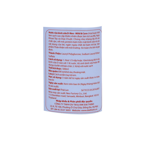 Nước Rửa Bình Sữa D-Nee Chai 500Ml