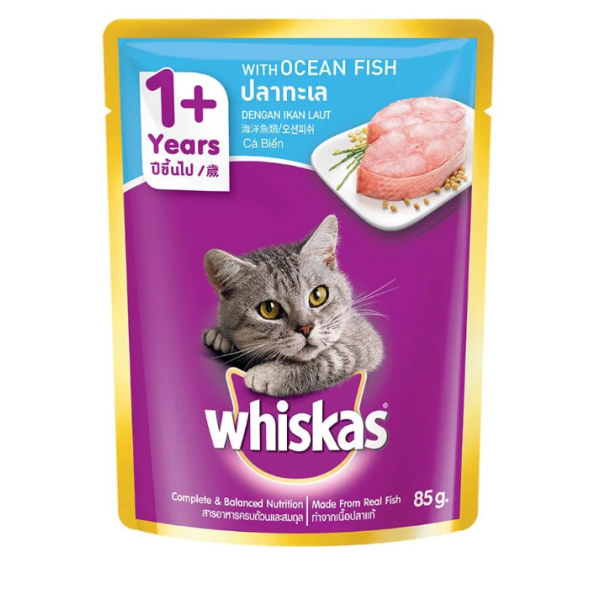 Thức Ăn Mèo Tuổi 1+ Whiskas Vị Cá Biển Túi 80G