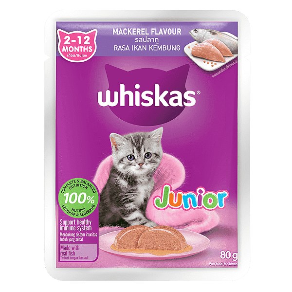 Thức Ăn Mèo Con Whiskas Vị Cá Thu Túi 80G