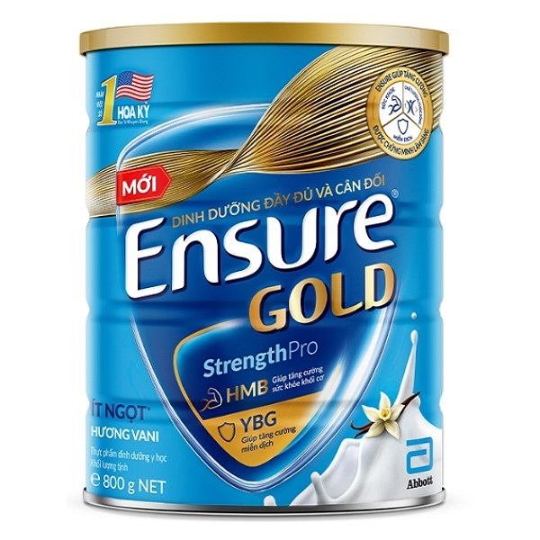 Sữa Bột Ensure Gold StrengthPro Vani Ít Ngọt Hộp Thiếc 800G