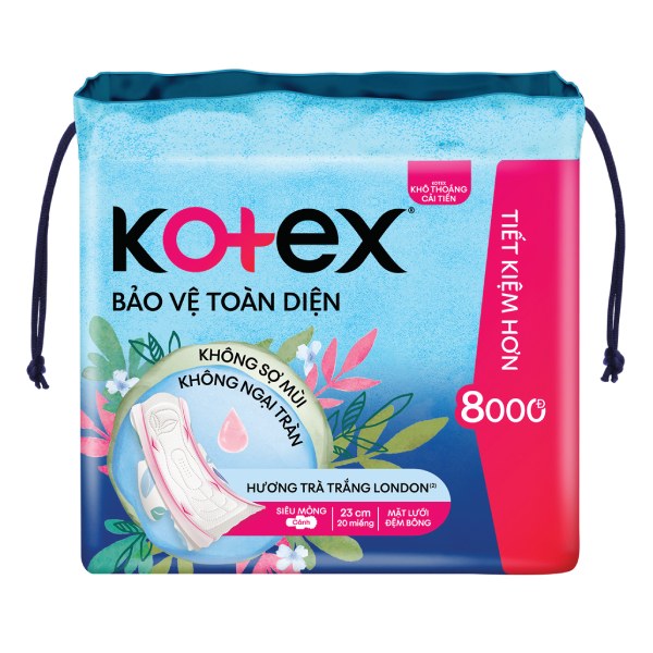 Băng Vệ Sinh Kotex Bảo Vệ Toàn Diện Siêu Mỏng Cánh 20 Miếng