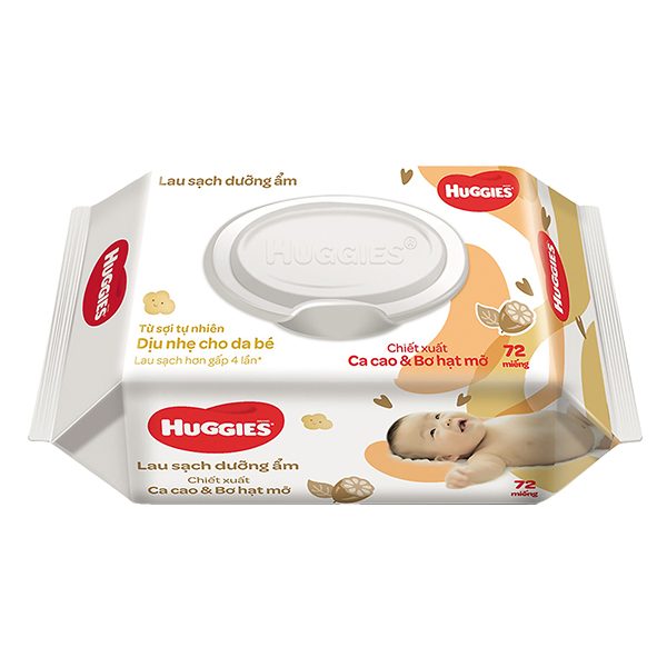 Khăn Ướt Huggies Lau Sạch Dưỡng Ẩm 72 Miếng