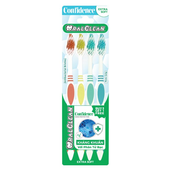 Lô 3+1 Bàn Chải Đánh Răng Oral Clean Confidence Extra Soft