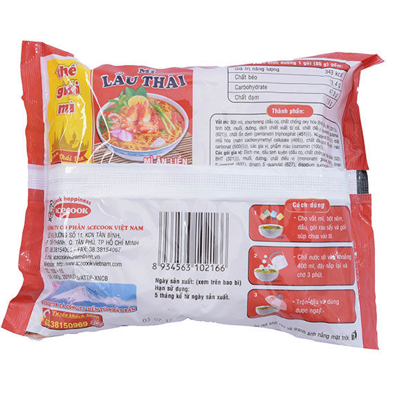 Mì Thế Giới Mì Lẩu Thái Tôm 81G
