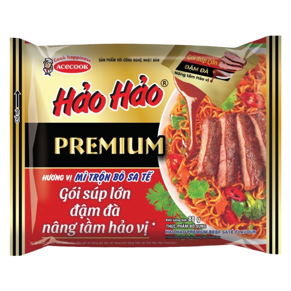 Mì Trộn Hảo Hảo Premium Vị Bò Sa Tế Gói 88G