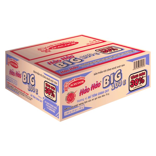 Mì Hảo Hảo Big Tôm Chua Cay Thùng 30 Gói 100G